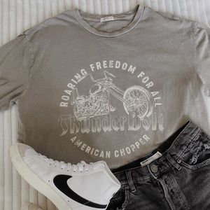 Oversized Grey vintage biker tee